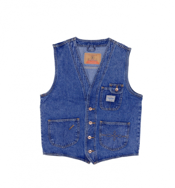 Rompi Denim dengan Potongan V